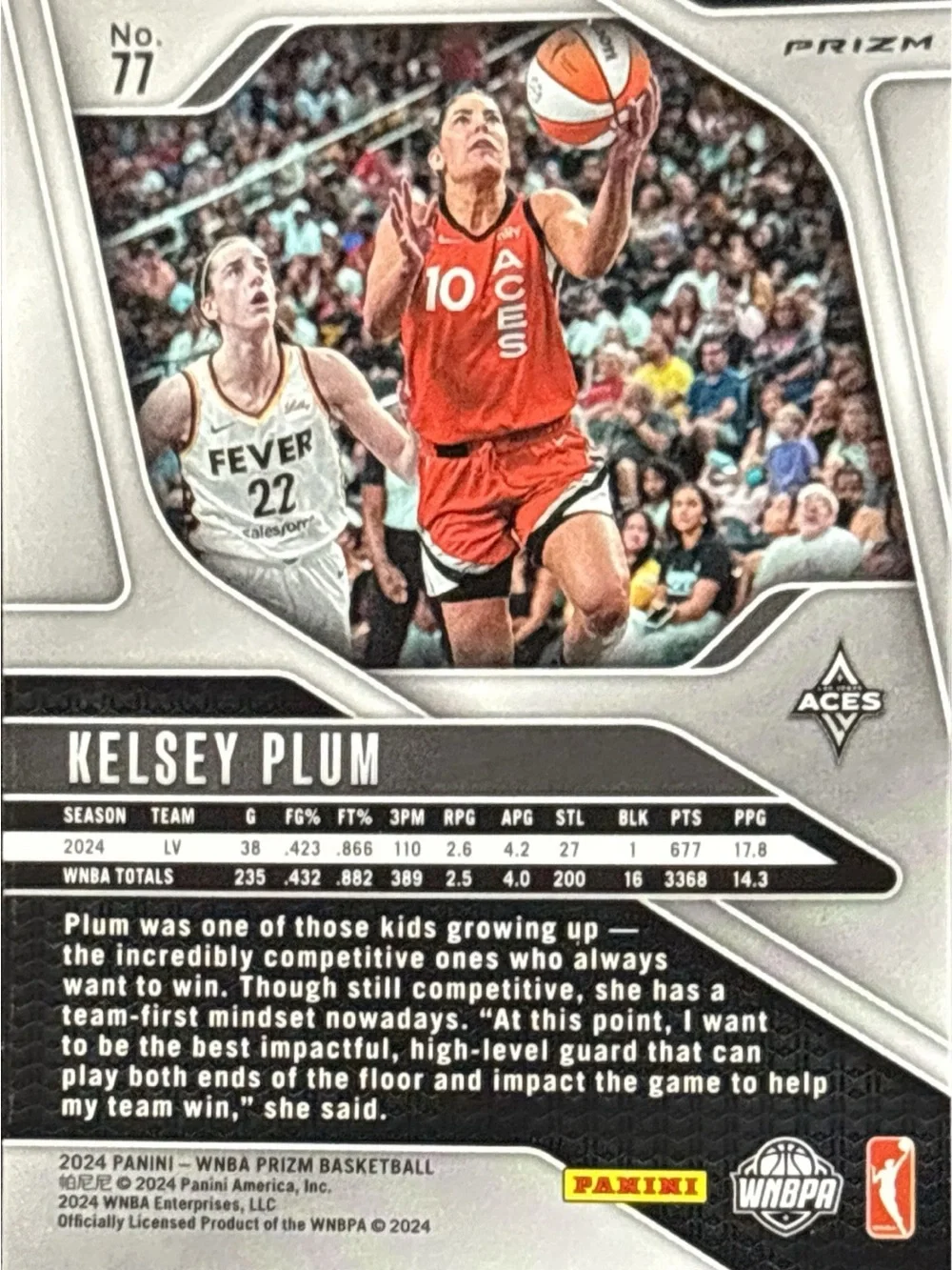 Panini Prizm Las Vegas Aces Red Basketball Trading Card - Kelsey Plum